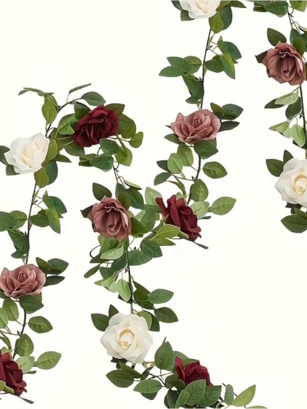 Artificial Rose Garland - Burgundy, Blush & Cream Floral Vine